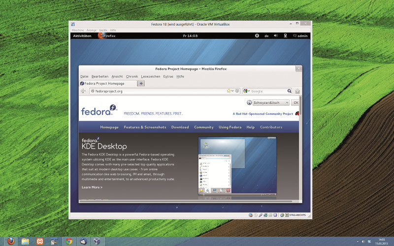 Fedora: Diese virtuelle Maschine mit Fedora liegt vollständig auf dem NAS-Server. Der virtuelle PC wurde direkt vom NAS-Server über das Netzwerk gebootet