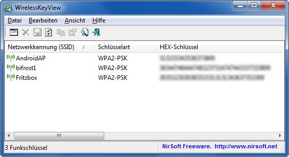 WirelessKeyView liest die von Ihnen verwendeten WLAN-Schlüssel aus der Windows-Registrierung aus.