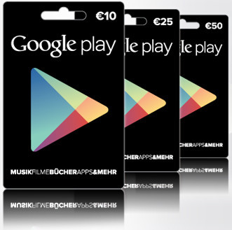 Alternative zur Kreditkarte: Seit diesem Sommer gibt es auch in Deutschland Gutscheinkarten für den Google Play Store. Hardware lässt sich damit allerdings nicht kaufen