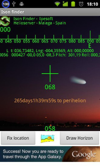 Die kostenlose Android-App Ison Finder zeigt Ihnen, wo der Komet ISON sich gerade befindet.