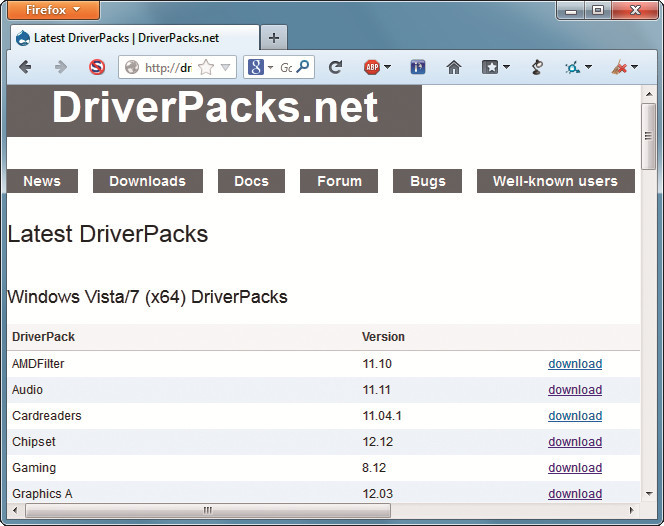 Driverpacks.net: Die Webseite stellt kostenlose Treiberpakete zur Verfügung, die sich in einen Setup-Stick für Windows 7 integrieren lassen.