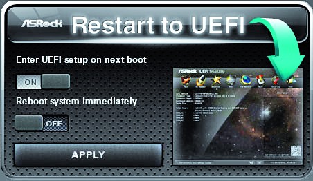 Asrock Restart to UEFI: Das Tool startet des PC neu und ruft das UEFI-BIOS Ihres PCs auf.