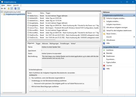 Screenshot der Windows-Aufgabenplanung