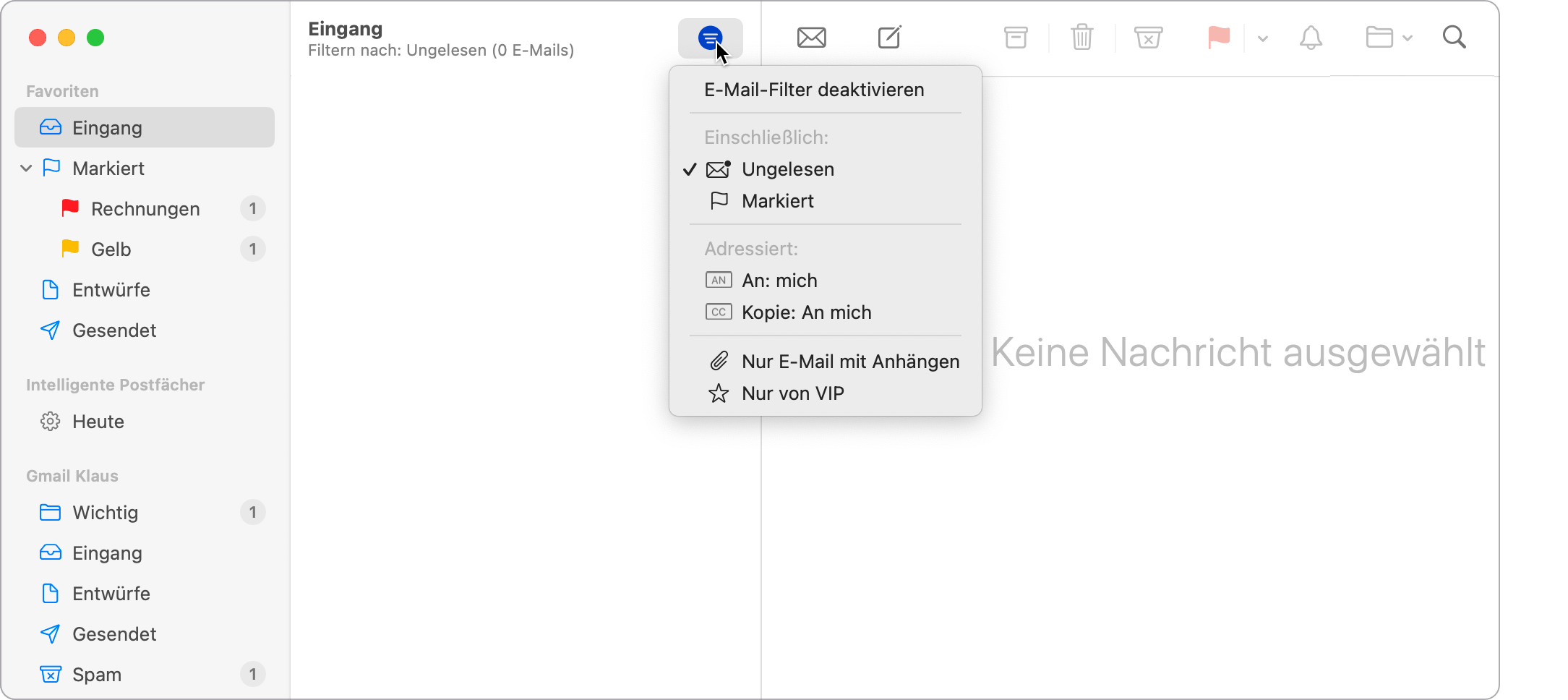 Filter in Apple Mail aktivieren