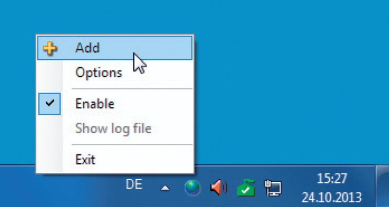 Unscheinbares Icon: Easy Net Monitor erscheint nach dem Start als kleine blaue Kugel in der Taskleiste von Windows.