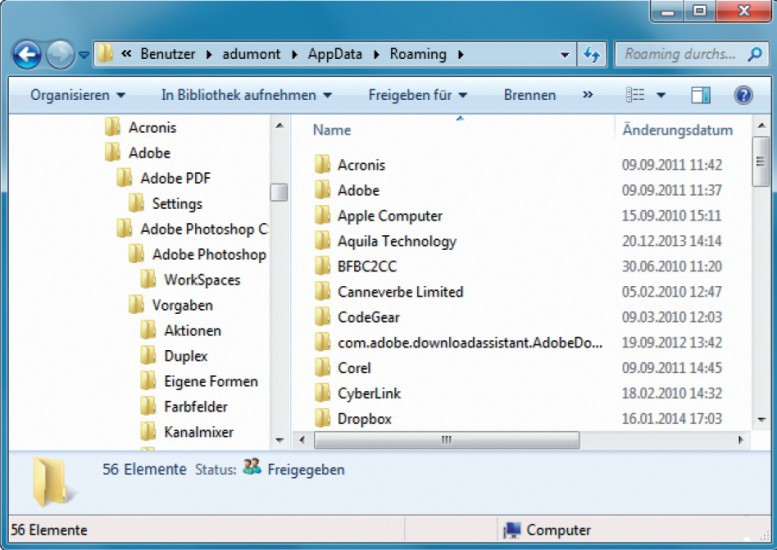 AppData: Die meisten installierten Programme legen ihre Daten im Benutzerverzeichnis ab. Sie finden es in der Regel unter „C:\Benutzer\<Benutzername>“.