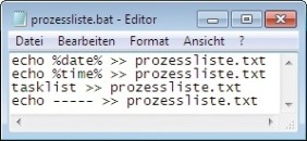 Liste aller Prozesse: Diese kleine Batch-Datei speichert eine Übersicht aller laufenden Prozesse in einer Textdatei (Bild 8).