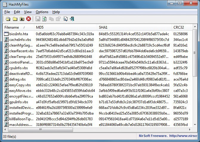 Hash My Files: Das Programme berechnet die verschiedenen Quersummen beliebiger Dateien.