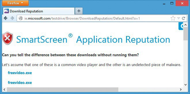 Smartscreen testen: Microsoft stellt zwei Dateien bereit, die Smartscreen testen — eine als sicher eingestufte und eine als unsicher eingestufte Datei (Bild 5).