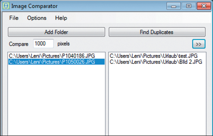 Image Comparator - Image Comparator sucht doppelte Bilddateien auf dem PC und entfernt sie auf Wunsch. Dabei unterstützt das Programm die Formate JPG, BMP, PNG, GIF, TIFF und ICO. Zudem lässt sich eine kleine Bildvorschau der Suchergebnisse einblenden, um