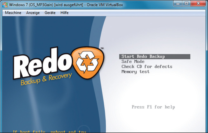Recovery - Redo Backup and Recovery erstellt 1:1-Kopien von Partitionen und Festplatten. Dazu brennen Sie die ISO-Datei auf eine CD und booten von ihr. Das Programm speichert die Sicherung auf einem anderen PC-Laufwerk oder im Netzwerk. Im Notfall lässt s