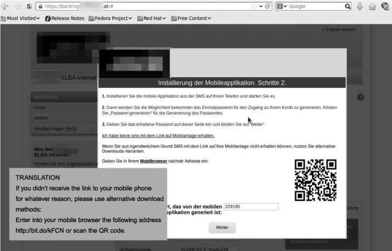 Aufwendige Schadsoftware: Die manipulierte Banking-Webseite führt Nutzer durch die Installation der bösartigen Android-App
