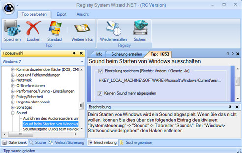 Änderungen in der Windows-Registry lassen sich nur mühsam über den Registrierungs-Editor rückkängig machen. Registry System Wizard.NET hat einen eigenen Verlauf, der das per Mausklick erledigt.