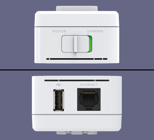 Portabler WLAN-Router: Der USB-Anschluss läd unterwegs Smartphones auf. Dazu wird der Schalter auf der Oberseite auf "Charger" gestellt.