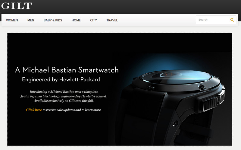 Smartwatch aus der Mode-Boutique: HP will seine neue Smartwatch exklusiv über das Online-Mode-Versandhaus Gilt vertreiben.