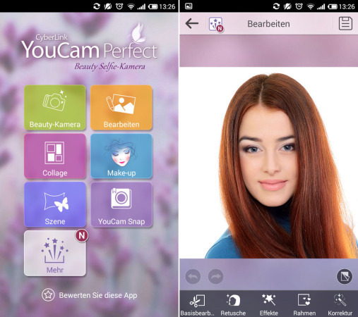 YouCam Perfect - Und noch eine Selfie-App - wenn man nicht mehr ganz taufrisch aus der Wäsche schaut. YouCam Perfect bietet unter anderem Echtzeit-Verschönerungseffekte für die Haut, mit denen man Portraits in Sekunden aufhübschen kann. Preis: Kostenlos. 