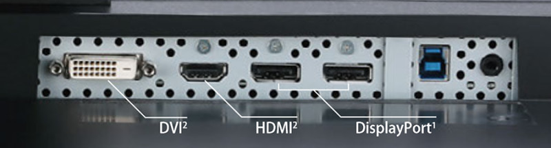 Signaleingänge: Der Eizo FlexScan EV3237 hat zwei DisplayPort-, einen DVI- und einen HDMI-Anschluss.