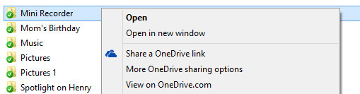 Schnell teilen: Dateien im OneDrive-Ordner lassen sich nun schnell über das Kontextmenü teilen. Den erstellten Share-Link speichert Windows automatisch in der Zwischenablage.