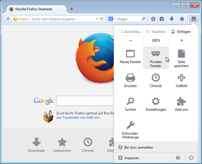Firefox mit Tor: Das private Browser-Fenster des Firefox-Browsers könnte schon bald auf das Tor-Netzwerk zugreifen.