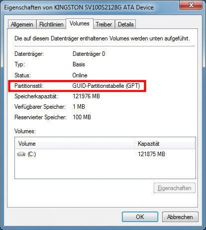 UEFI-Check: Wenn hier als Partitionsstil „GUID-Partitionstabelle (GPT)“ angegeben
ist, war die Installation erfolgreich (Bild 5).