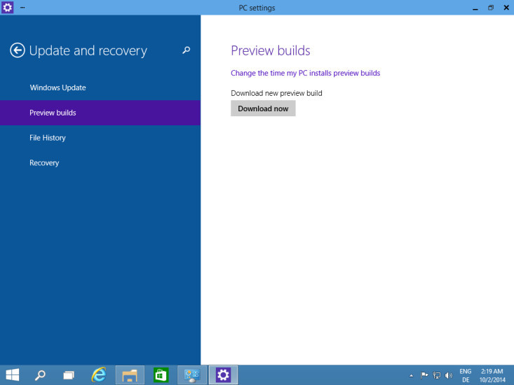 Windows 10 updaten: Nutzer installieren die neue Version von Windows in den PC-Einstellungen über "Update and recovery" und "Preview builds". 