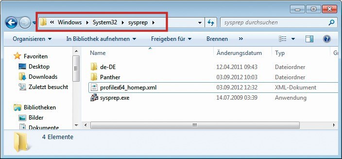 Antwortdatei speichern: Wenn Sie die Antwortdatei im Verzeichnis „C:\Windows\System32\sysprep“ abspeichern, dann sparen Sie sich die Pfadangabe für die Datei.