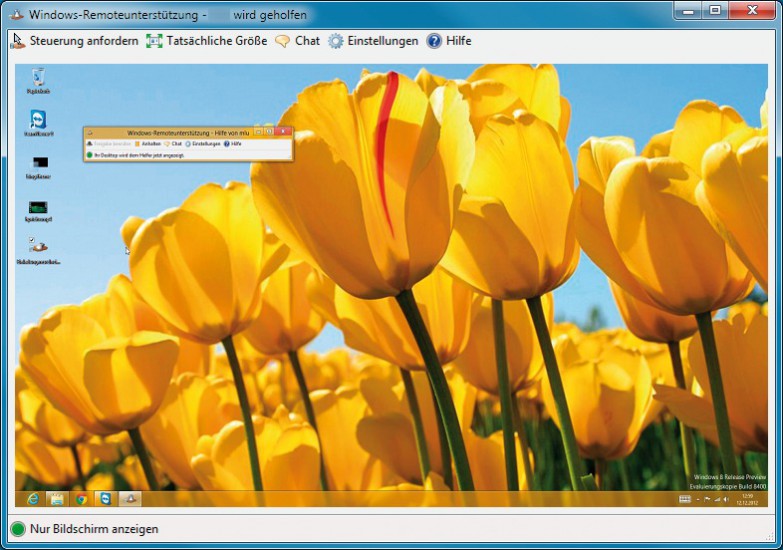 Teamviewer: Hier sehen Sie den Desktop eines entfernten PCs im Fenster von Teamviewer. Eine solche Fernsteuerung ist auch mit Bordmitteln von Windows möglich.