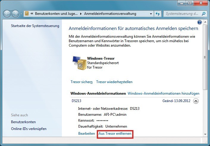 Windows-Tresor: Hier speichert Windows Passwörter zu PCs und NAS-Servern im lokalen Netz.