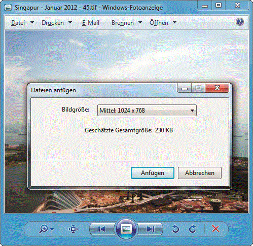 Für den Versand per E-Mail verkleinert der Windows-Explorer Ihre Bilddateien.