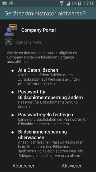 Unter Kontrolle: Android-Geräte benötigen für die Verwaltung mit Intune die App Company Portal.