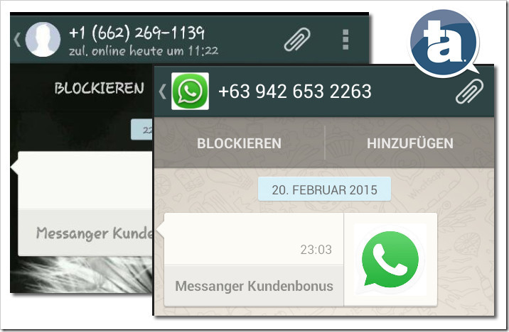 WhatsApp Phishing Kontaktanfrage