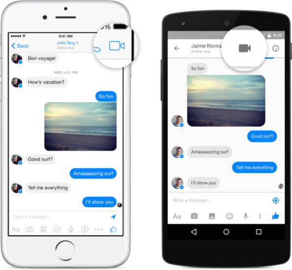Smartphones mit Facebook Messenger Videochat