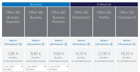 Office 365: In Unternehmen kommen vorwiegend die Business- und Enterprise-Versionen zum Einsatz.