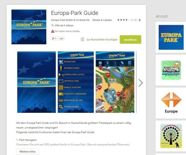 Europapark Guide im Play Store
