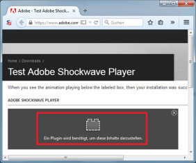 Shockwave-Test von Adobe