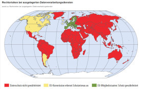 Weltweiter Datenschutz: Nur in einem sehr kleinen Teil der Welt herrschen aus deutscher Sicht optimale Datenschutzverhältnisse.