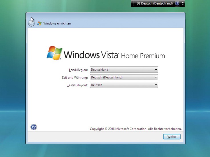 Turboschnelles Windows-Setup: Eine Minute nachdem Sie die Installation des 5-Minuten-Windows gestartet haben, erscheint bereits dieser Einrichtungs-Assistent (Bild 1).