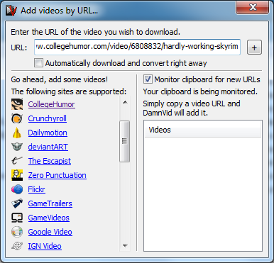 Über „Add URL“ fügen Sie die Internetadressen von Online-Videos zur Download-Liste hinzu