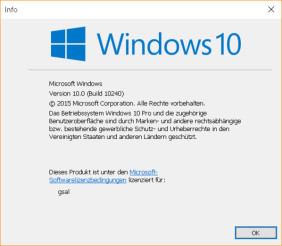 Versionsnummer von Windows 10