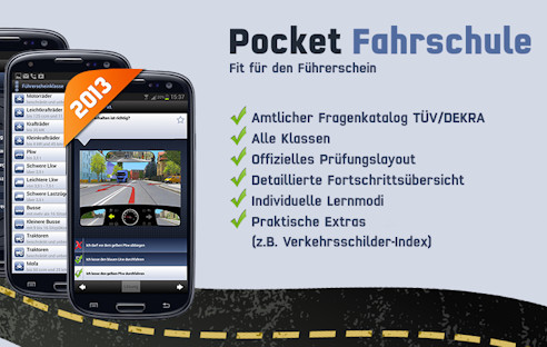 Pocket Fahrschule - Führerschein Theorie Prüfung 2013 für Android kostenlos