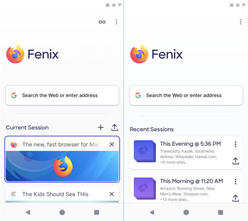 Sitzungen in Firefox Fenix