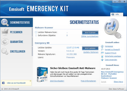 Malware-Abwehr: Emsisoft Emergency Kit 4.0.0.12 erschienen