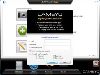 Cameyo verwandelt Windows-Programme in portable Anwendungen. Das Tool erfordert allerdings eine kostenlose Registrierung. Der Gratis-Account erlaubt bis zu sechs Programm-Umwandlungen pro Monat und stellt Ihnen bis zu 30 MByte Cloud-Space zur Verfügung.