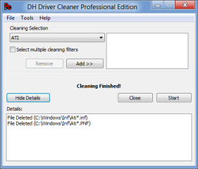 Driver Cleaner PE informiert Sie im Einzelnen darüber, welche Treiberleichen es gefunden und entfernt hat.