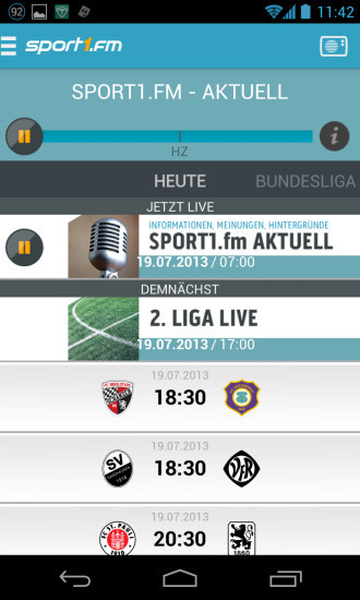Kostenlose Apps für Android OS und iOS streamen den neueen Fußball-Live-Sender Sport1.fm auf Smartphones und Tablets.