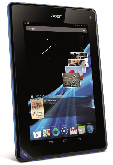 7-Zoll-Tablet: Ein typisches Beispiel für ein kleines Tablet ist das Acer Iconia B1. Es ist 20 x 13 x 1 cm groß und wiegt 320 g.