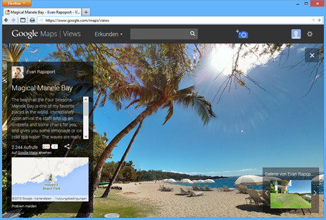 Google erweitert seinen Kartendienst Google Maps um den neuen Dienst Views. Dort können Nutzer ihre eigenen 360-Grad-Panoramabilder hochladen.