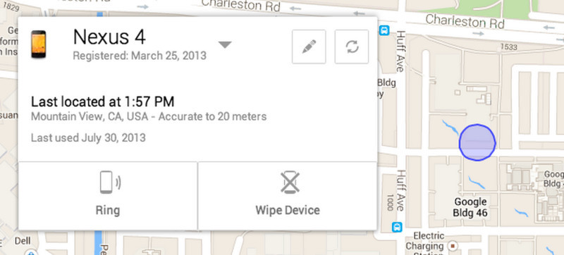 Android Device Manager: Der neue Dienst zeigt den Standort eines vermissten Android-Geräts auf einer Karte an