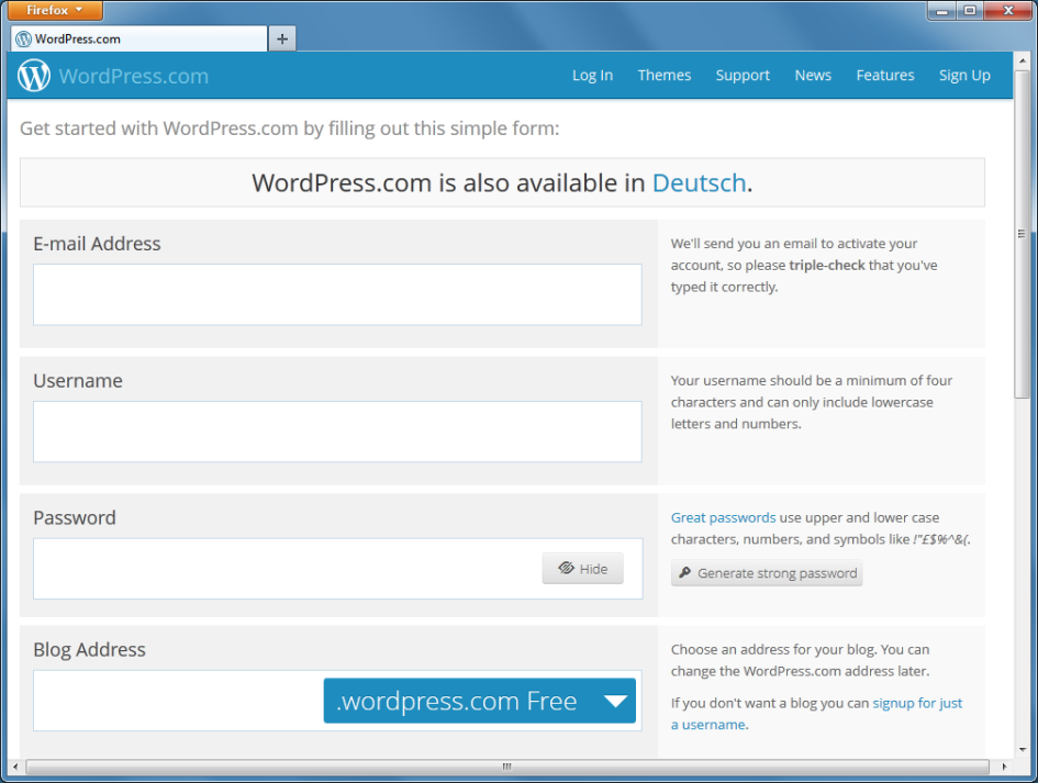 Für Blogger ohne eigenen Webspace stellt WordPress.com kostenlose Zugänge zur Verfügung
