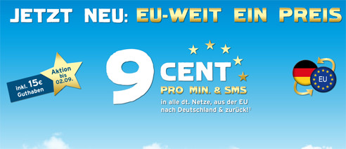Der Mobilfunkanbieter Blau verzichtet innerhalb Europas auf Roaming-Gebühren von und nach Deutschland. Die Gesprächsminute und Kurzmitteilungen kosten nur 9 Cent.